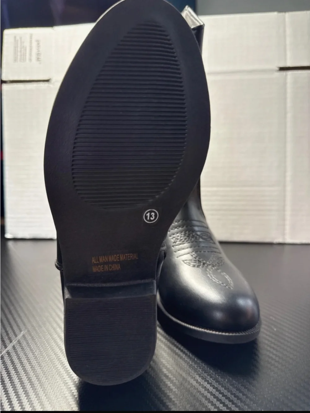 Kids Black Western-Style Pull-On Boots